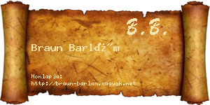 Braun Barlám névjegykártya